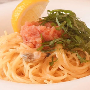 大葉とアサリの明太子バタースパゲッティ