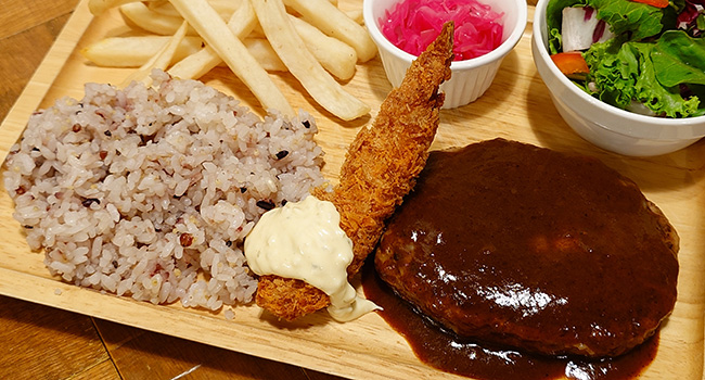 ハンバーグ＆海老フライプレート